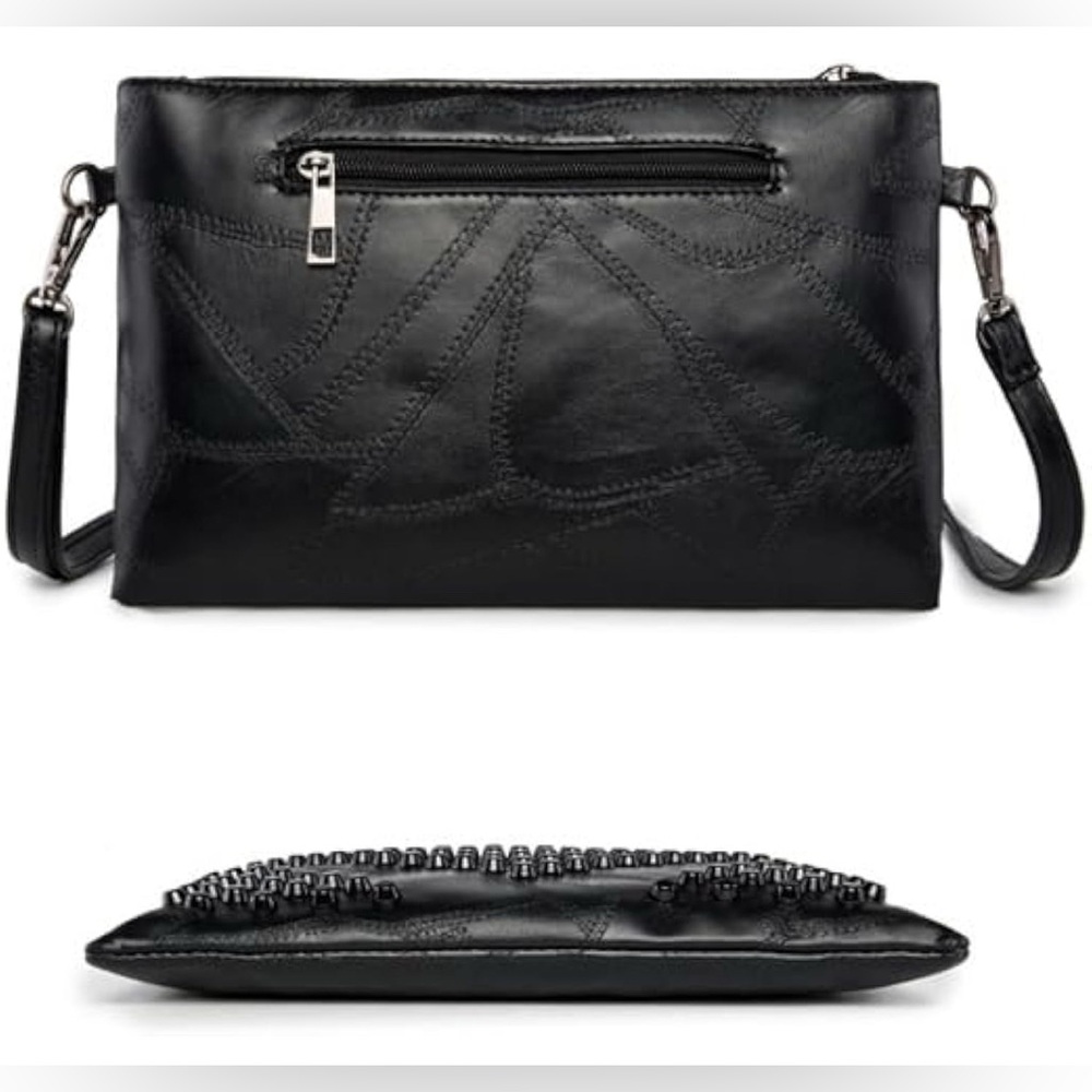 Soft Vegan Leather Studded Black Crossbody | EUC - Picture 6 of 12